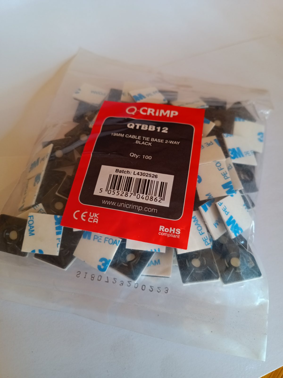 19mm Cable Tie Base 2 Way